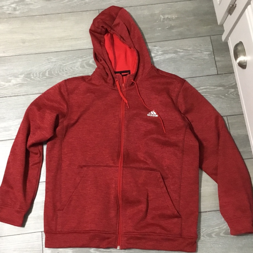 ADIDAS CLIMAWARM Full Zip Red Hoodie XL
